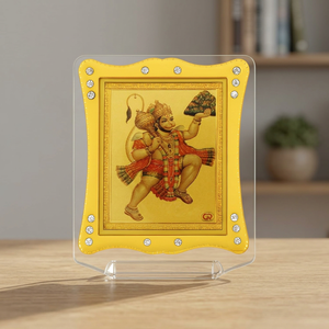 Cadre en acrylique doré avec figurine de Hanuman Ganpati, mini-Idole de Ganesh de 3 pouces pour tableau de bord de voiture, décoration intérieure, cadeau hindou, objet de présentation - Product Image 4