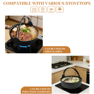 Olla Japonesa Antiadherente Shouki, Sartén de Hierro Fundido <span class=keywords><strong>para</strong></span> Sukiyaki, Olla de Hierro <span class=keywords><strong>para</strong></span> Shabu Shabu, Nabe, Yosenabe, Olla <span class=keywords><strong>para</strong></span> Calentar Comida al Aire Libre - Product Image 5