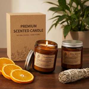 Vela Aromática de Cera de Soja en Frasco de Vidrio, Hecha a Mano, de Larga Duración, No Tóxica, para el Día de la Madre, Diwali, Decoración y Fragancia para el Hogar - Product Image 1