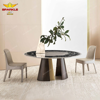 Table à manger ovale en marbre plaqué, moderne et luxueuse, pliable, avec pieds en métal bronze