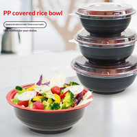 Bols jetables en plastique de style japonais pour sushis, pâtes, fruits de mer, boîtes à lunch, soupes de nouilles froides, avec couvercles, vente en gros pour plats à emporter
