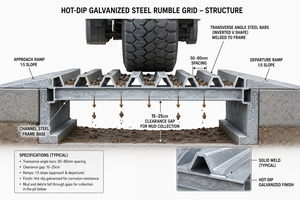 Grille en acier au carbone <span class=keywords><strong>pour</strong></span> atelier de vulcanisation de pneus et couvercle de fosse de moulin à mélange de composés avec revêtement noir résistant à la chaleur - Product Image 4