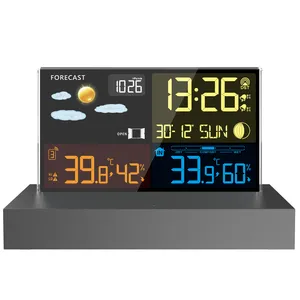 Automatic Weather Station Thermometer Hygrometer Barometer Electronics Desktop Table Alarm Clock Battery Wireless Sensor Weather