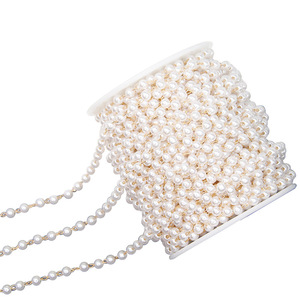 Chaîne en métal Kc avec perles d'imitation 4mm 6mm plaqué or, accessoire de coiffure DIY, chaîne à pampilles pour coiffures, lunettes et pendentifs - Product Image 5
