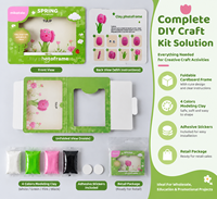 Kit d'artisanat en argile séchant à l'air écologique, fleur de tulipe 3D, cadre photo en papier 3D, ensemble de jouets éducatifs DIY