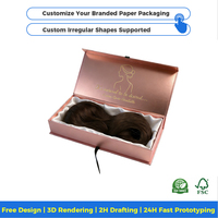 Cajas de Embalaje para Extensiones de Cabello Ecológicas, Personalizadas e Impermeables, de Cartón de Lujo con Lámina Dorada, Protección UV y Esponja