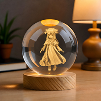 Boule de cristal 3D sculptée sur mesure avec base LED, cadeau personnalisé en forme de dessin animé, idéal pour la décoration intérieure - Fabrication Small Bridge