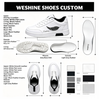 Baskets décontractées pour hommes à lacets, tige en PU, semelle plate, personnalisables OEM, faible MOQ, style marche