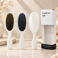 Brosse à cheveux Masterlee en paille de blé écologique, taille mini, avec picots métalliques, démêlante et massante pour le soin des cheveux