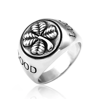 Bijoux Tempusort, bague en acier inoxydable plaqué argent/or avec incrustation de trèfle à quatre feuilles porte-bonheur pour homme, fiançailles, anniversaire