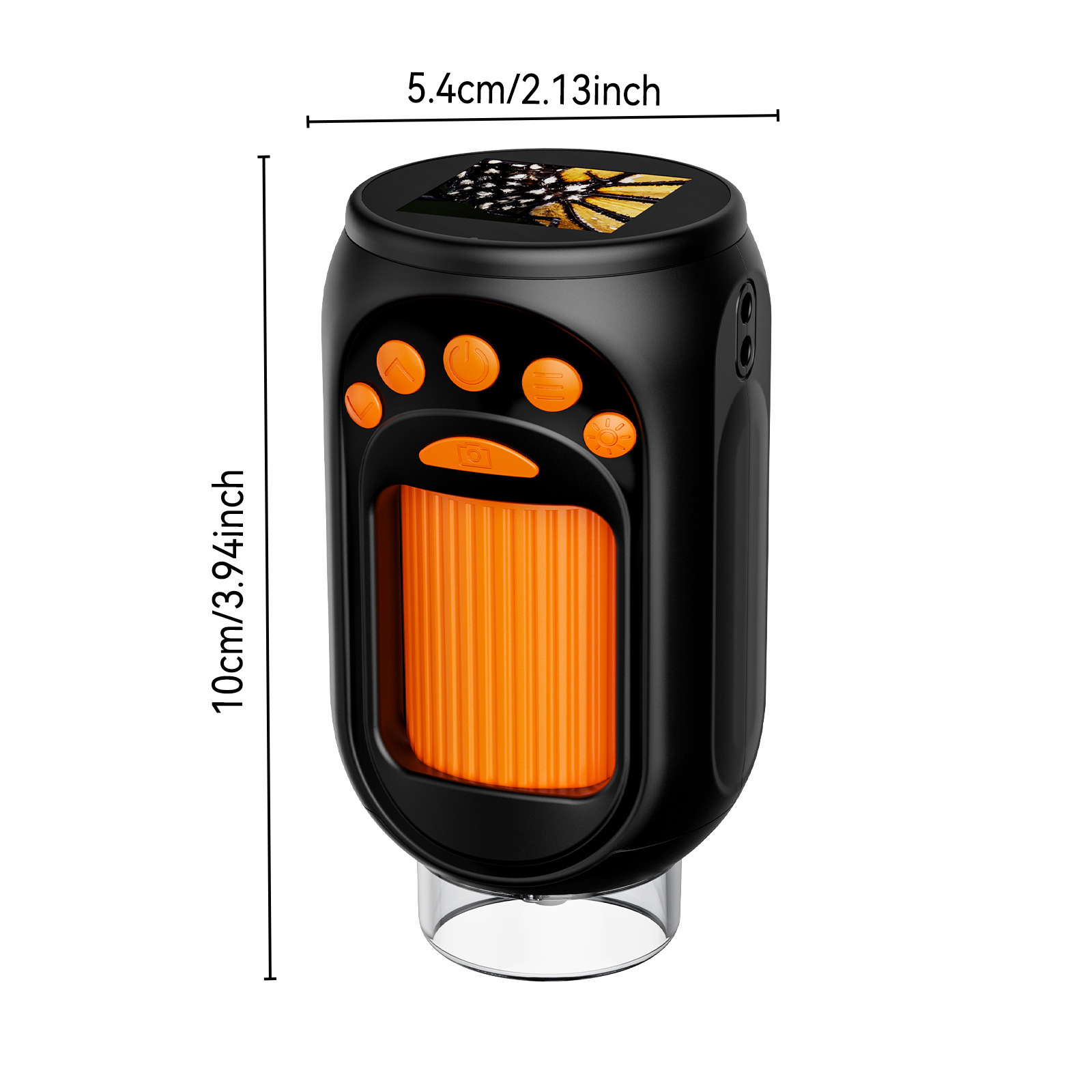 388-noir-orange-mini poche + grossissement 1000x + photos vidéo