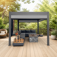 Pergola Bioclimatique Motorisée à Lames Orientables en Alliage d'Aluminium - Imperméable, Résistante au Vent, Thermolaquée, Facile à Assembler, Style Naturel Chinois