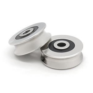 Roulements à billes à gorge profonde personnalisés, roues de guidage en acier inoxydable à gorge en U non standard, supports de câble métallique - Fabricant source - Product Image 1