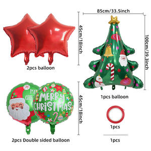 Dibujos animados de Papá Noel Árbol de Navidad Juego de <span class=keywords><strong>globos</strong></span> de papel de aluminio Color rojo y verde 5 piezas <span class=keywords><strong>Globos</strong></span> Formas personalizadas Patrones y tamaños - Product Image 4