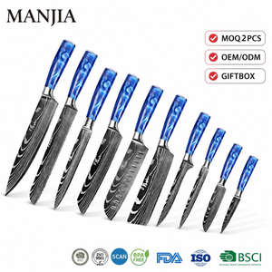 Couteau de cuisine japonais MANJIA <span class=keywords><strong>en</strong></span> acier inoxydable avec manche <span class=keywords><strong>en</strong></span> résine, motif Damas, couteau de chef Santoku Nakiri, couteau <span class=keywords><strong>à</strong></span> <span class=keywords><strong>pain</strong></span>, boîte personnalisée - Product Image 1