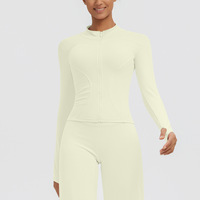 Veste de sport zippée à col bas brossée pour femme, coupe ample, respirante, séchage rapide, idéale pour le yoga