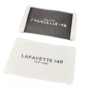 3d borsa di lusso trasparente etichetta di formato per i vestiti indumento principale nero raso di seta stampato colla stampante abbigliamento il nome del caffè etichette