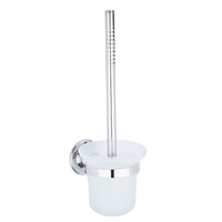 Brosse de toilette murale économique, moderne et durable en acier inoxydable avec support en verre pour accessoires de salle de bain