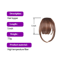 Vente en gros 613 brun épais plein air synthétique fausse frange postiches naturel coupe émoussée incurvée Clip en frange Bang pour les femmes