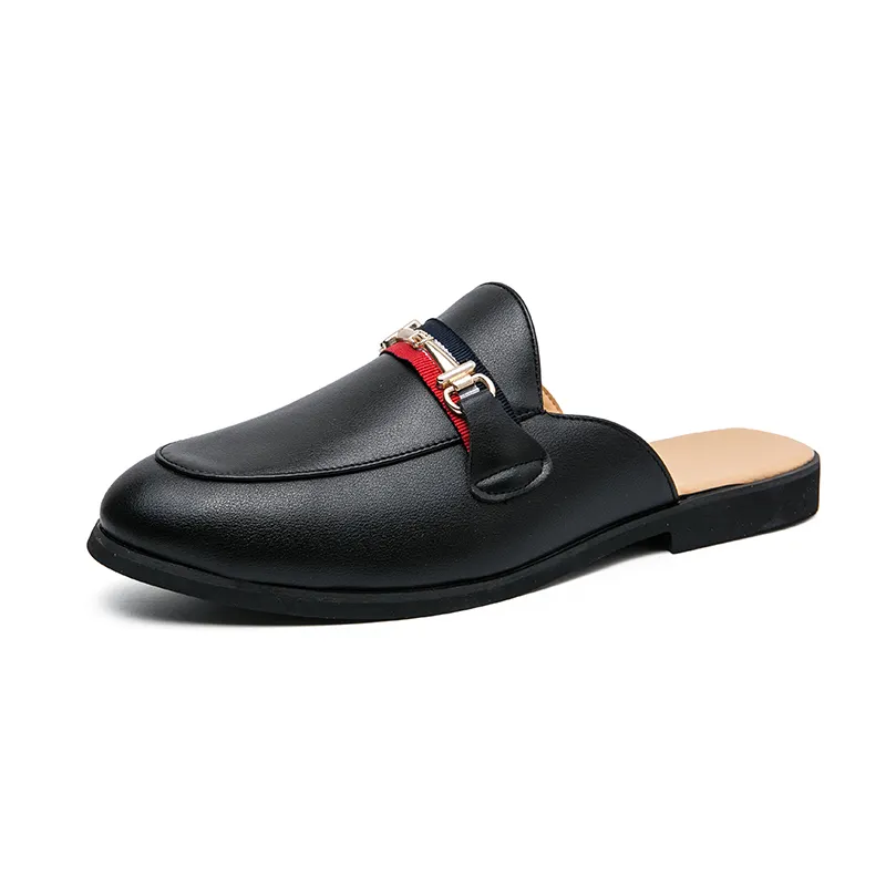 Wholesale 2022 Half Slipper Man Summer Lazy Bag-head Heel less Pointed Leather Shoes Men's Wear Slippers Men's Tide