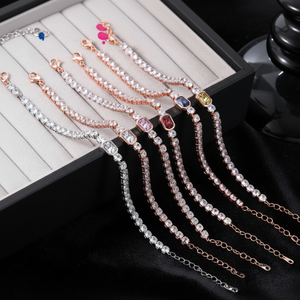 Nouveaux bracelets de créateur en gros Bracelet de tennis classique en zircon plaqué or bonbon à la mode - Product Image 1