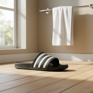 อาดิดาส อาดิเล็ตต์ คอมฟอร์ท สไลด์รองเท้าผู้ชายสีดำสีขาวน้ำหนักเบาระบายอากาศได้ดีคุณสมบัติป้องกันการลื่น - Product Image 2