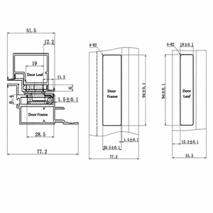 Mini Single <b>Side</b> Concealed Hinge 77x28x8mm Matte <b>Black</b> Zinc Alloy Invisible Hinge for <b>Cabinet</b> and Hotel Extremely Narrow Door - Product Image 3