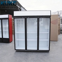 Vitrine réfrigérée commerciale à double porte, refroidisseur de boissons pour magasin de proximité