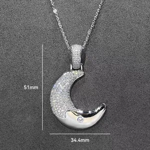 VANFI Bijoux personnalisés pour hommes Style Hip Hop Pendentif en laiton et argent sterling 925 Zircon de glace Cadeau en forme de pierre de diamant Moissanite