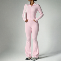Ensemble de yoga et de fitness pour femmes : Leggings push-up à manches longues avec fermeture éclair, tenue de sport nude pour l'entraînement et la course