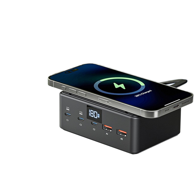 180W 5-Port USB Multi-Hole Socket Fast Charging HUB Station Adapter for Mobile Phones Tablets GAN Charger for Electric Devices