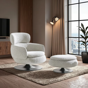 Poltrona Girevole di Lusso, Arredamento Moderno per Soggiorno di Villa, Poltrona Relax in Tessuto - Product Image 3