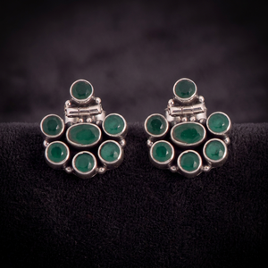 Pendientes de Plata de Ley 925 con Circonita Cúbica Verde en Forma de Flor, Joyería Fina para Niñas y Mujeres, Venta al Por Mayor - Product Image 4