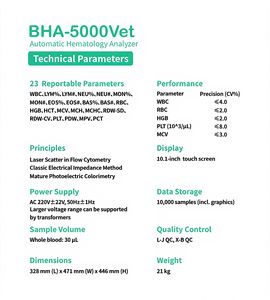 BHA-5000 Vet <strong>5</strong> Diff (<strong>5</strong> <strong>part</strong>) Automated Blood Test Medical <strong>CBC</strong> <strong>Machine</strong> Hematology Analyzer <strong>Price</strong> for Pet Animal - Product Image 3