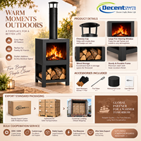 Brasero extérieur autoportant en acier noir avec foyer à bois, cheminée haute et rangement pour bûches, pour patio et jardin, US EU