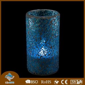 Bougeoir élégant et élégant en verre fissuré à LED bleue - Product Image 1