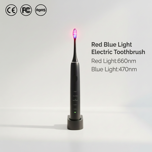 แปรงสีฟันไฟฟ้าโซนิคแสงสีแดงสีน้ำเงิน LED ไวท์เทนนิ่งบำบัดการสั่นสะเทือนความถี่สูงแบบชาร์จ USB-C IPX8 กันน้ำแบบนุ่มนวล - Product Image 1