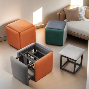 Ensemble de tabourets multifonctionnels modernes avec ottoman et <span class=keywords><strong>pouf</strong></span> rembourrés pour salons d'appartements et de villas, meubles pliables pour la maison - Product Image 6