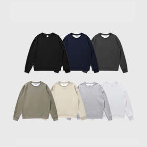 H5407 Nouveautés Vente en gros Personnalisé 380g Coton Mélange Couleur Unie Col Ras Du Cou Sweatshirts Femmes Hommes Sweatshirts - Product Image 3