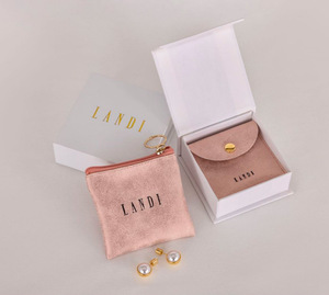 กล่องใส่เครื่องประดับหนัง PU สีชมพูเนื้อสัมผัสแบบหิมะ พร้อมซิป สำหรับเก็บต่างหู แหวน สร้อยคอ - Product Image 4