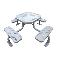 Table de pique-nique carrée en acier commercial public extérieur banc école extérieur Restaurant jardin patio table à manger et chaise en métal