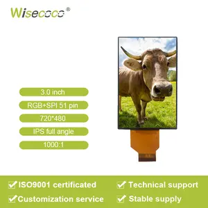 Wisecoco MIPI Mcu Rgb Spi Lvds HD-MI Interface 5 3.5 7 10.1 3 4 9 Inch Tft Lcd Display Oem Brightness Touch 720*480 Screen