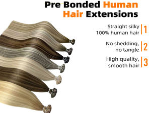 Extensiones de Cabello Humano Virgen con Punta Plana Europea <span class=keywords><strong>AVIVA</strong></span>, 100% Alineadas con la Cutícula, Trama Doble a Máquina, Puntas Gruesas, 50g/Paquete - Product Image 4