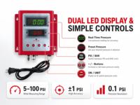 High Precision Automatic Vehicle Wall-Mounted Digital Tire Inflator Pre-Set Inflation Deflation Tire Tire Pressure Monitoring