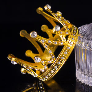 Fata di lusso perla piccola corona di diamanti di perle Mini corona di compleanno per bambini torta decorazione corona all'ingrosso - Product Image 3