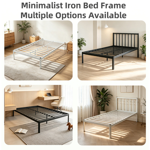 Estructura de Cama de Metal Blanca con Cabecera, Base Resistente de Metal Blanco, Tamaño Completo, para Muebles de Dormitorio - Product Image 6