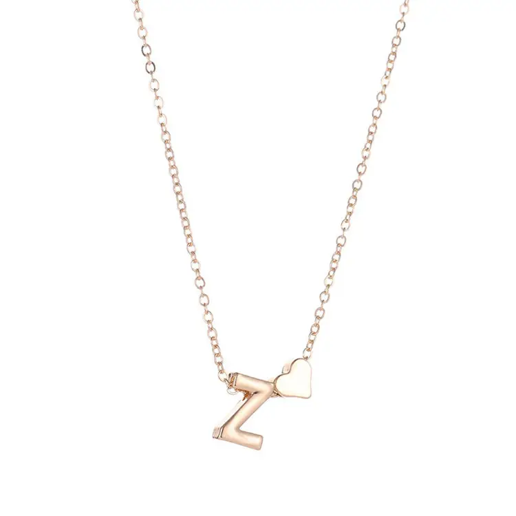 Gold Plated Letter Necklace Short Clavicle Chain Fashion Heart Necklace