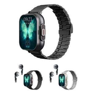 <span class=keywords><strong>Smartwatch</strong></span> <span class=keywords><strong>con</strong></span> Display HD TFT, Impermeabile IP67, Sveglia, NFC per Chiamate, Auricolari TWS Integrati e <span class=keywords><strong>Cinturino</strong></span> <span class=keywords><strong>in</strong></span> <span class=keywords><strong>Acciaio</strong></span> Elettroplaccato - Product Image 1