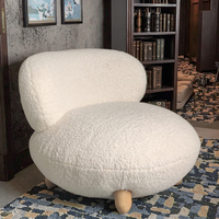 Chaise longue moderne au design actuel en tissu, fauteuil simple rond pour salon, style Teddy