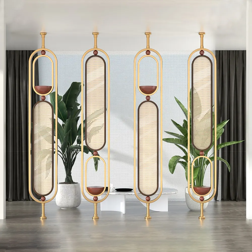 Stainless Steel Frame Glass Gold Decorative Mirror Partition Wall Metal Room Divid
